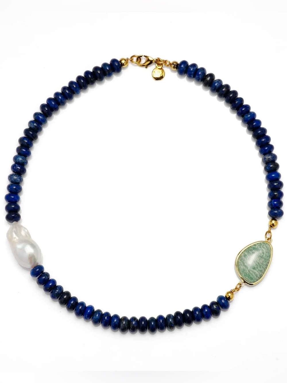 Lapis Lazuli, Aventurine, Baroque Pearl with 24k Gold Plated Necklace NWOT